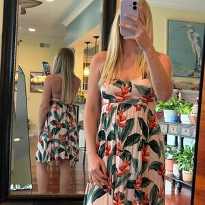 Tropical Floral Strapless Dress